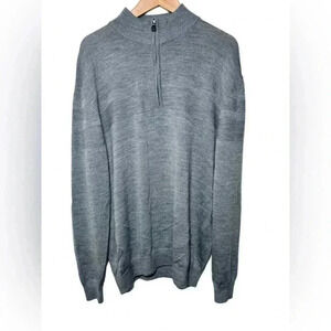 Cutter & Buck Sweater Mens L 50% Wool 50% Acrylic Qtr Zip *HARDY Ribbed